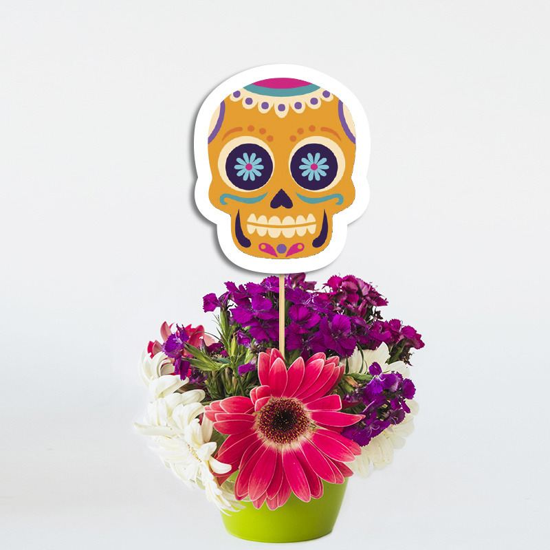 Διακοσμητικό Topper Halloween Νεκροκεφαλές χάρτινο 20cm