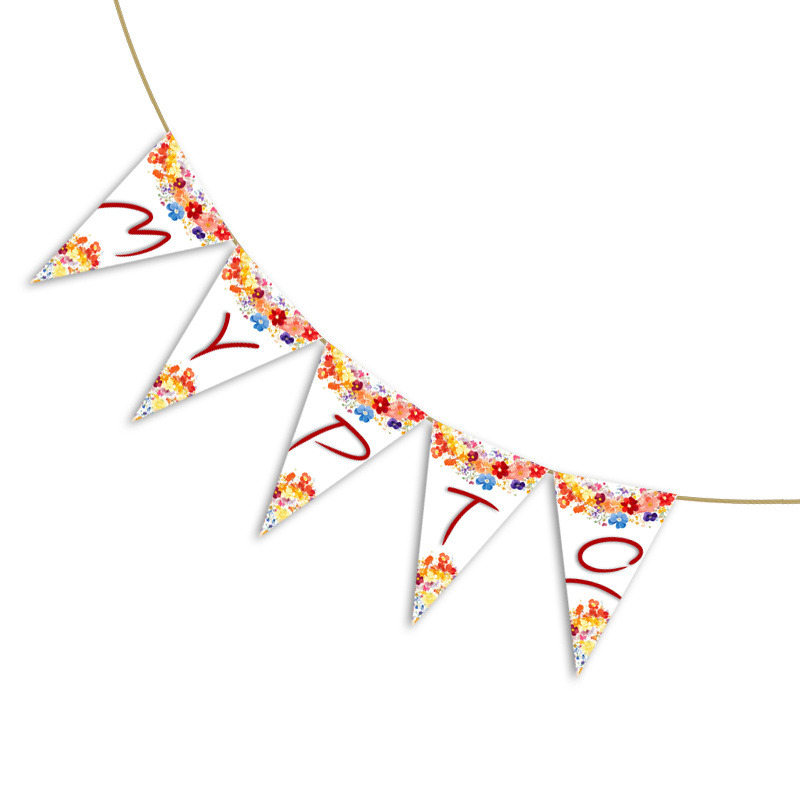 Σημαιάκια με όνομα Floral τρίγωνα