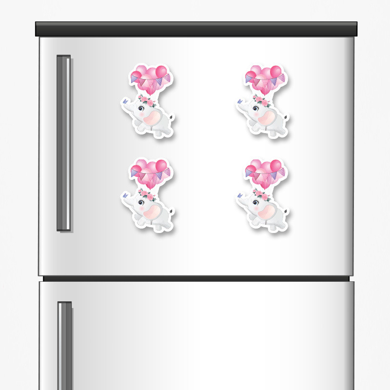 Ξύλινα μαγνητάκια Ελεφαντάκι για Κορίτσι 5cm/ 4τμχ