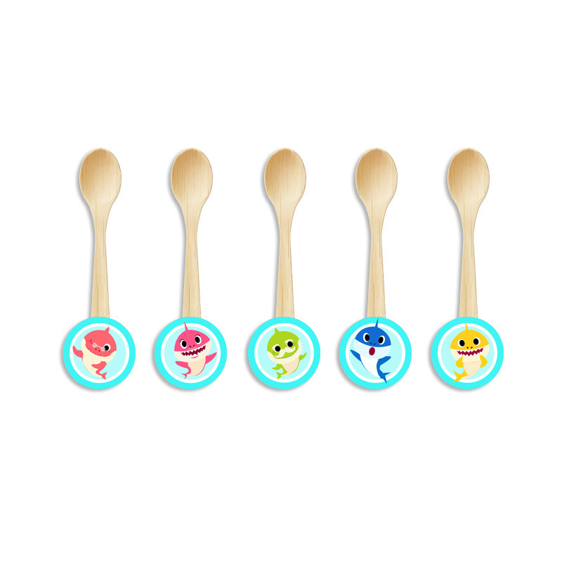 Ξύλινα Κουταλάκια με όνομα Baby Shark / 8τμχ