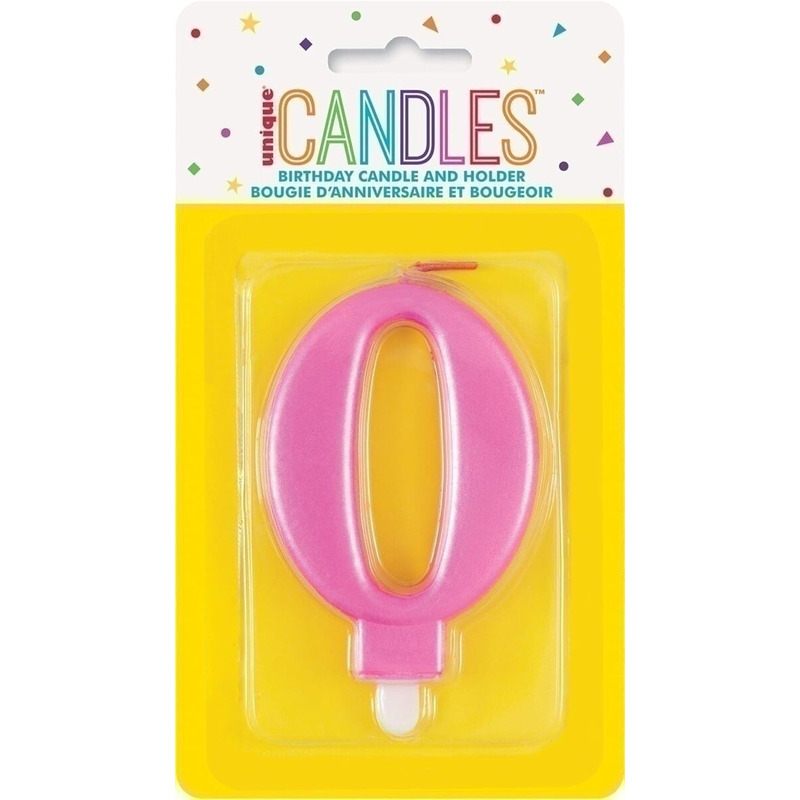 Κερί  0 Μεταλλικό Ροζ / 8 εκ.