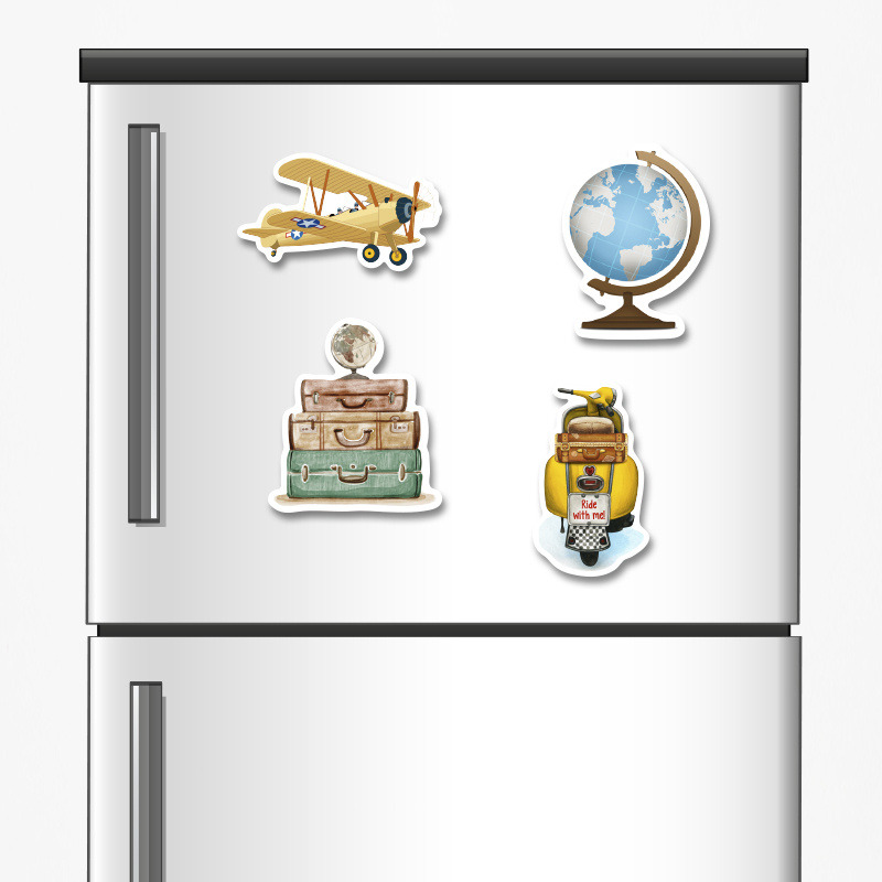 Ξύλινα μαγνητάκια Ταξίδια 5cm/ 4τμχ