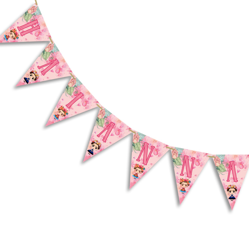 Σημαιάκια με όνομα Frida Kahlo τρίγωνα