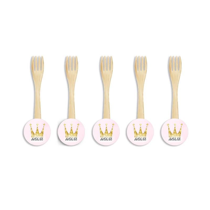 Ξύλινα Πιρουνάκια με όνομα Κορώνα / 8τμχ