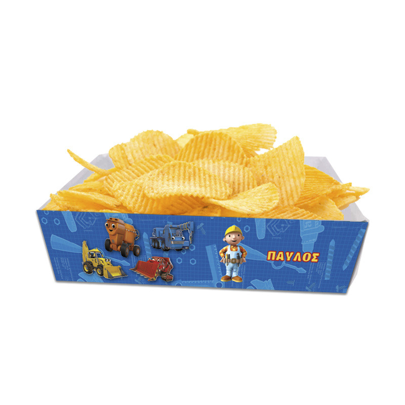 Κουτάκια για πατατάκια Μπομπ ο Μάστορας με όνομα 8τμχ/ 15cmx10cmx4cm