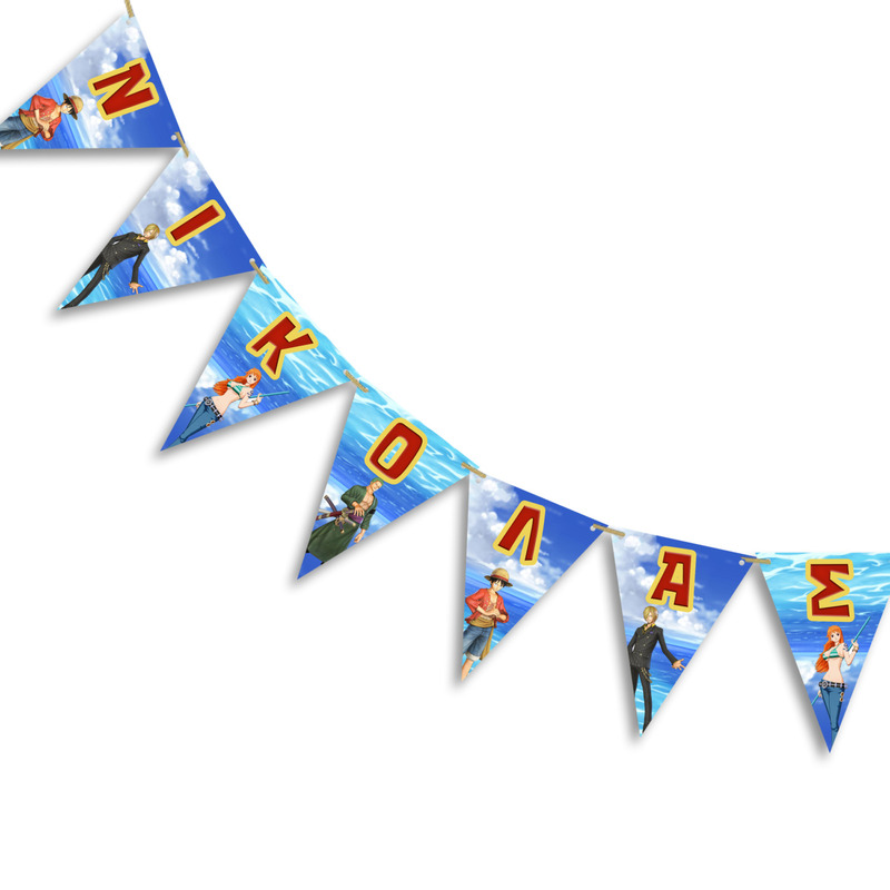 Σημαιάκια με όνομα One Piece τρίγωνα