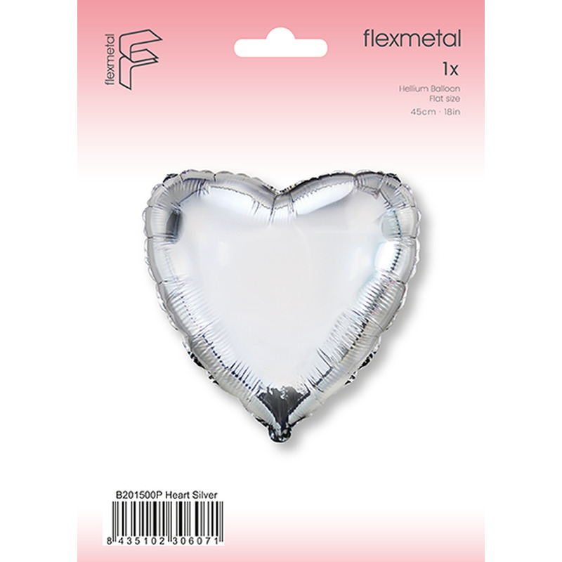Μπαλόνι Φοιλ 18 Καρδιά - Ασημί / 46 εκ - Συσκευασμένο