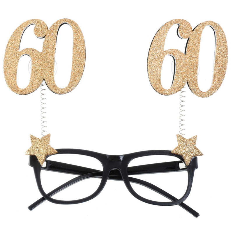 Gold glitter age glasses 60 years 15 x 16 cm