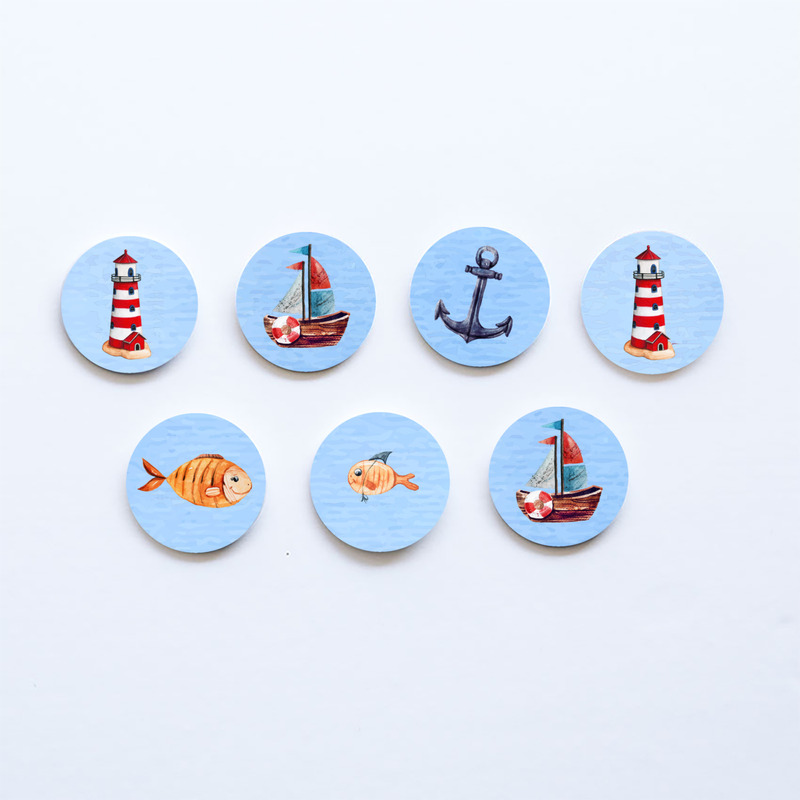 Ξύλινες Κονκάρδες Ναυτικό / 8τμχ