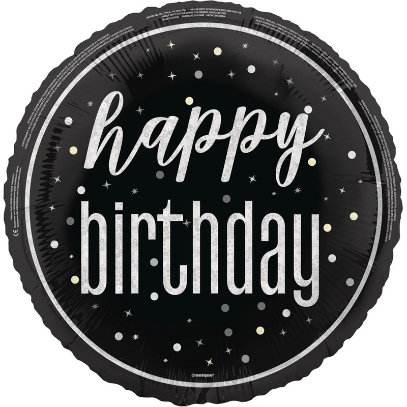 Μπαλόνι Φοιλ 18 Happy Birthday Glitz Black / 46 εκ
