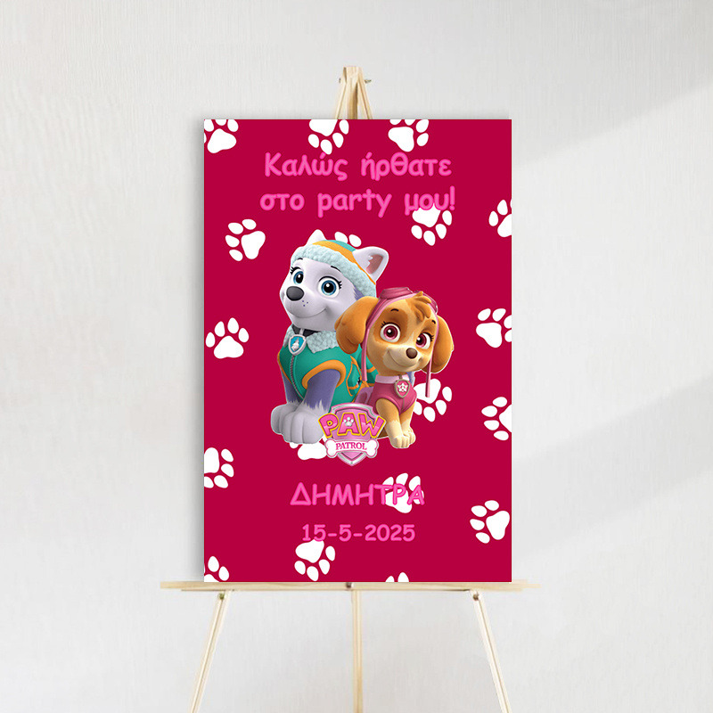 Ταμπέλα Πάρτυ Paw Patrol Girl ξύλινη/60*40cm