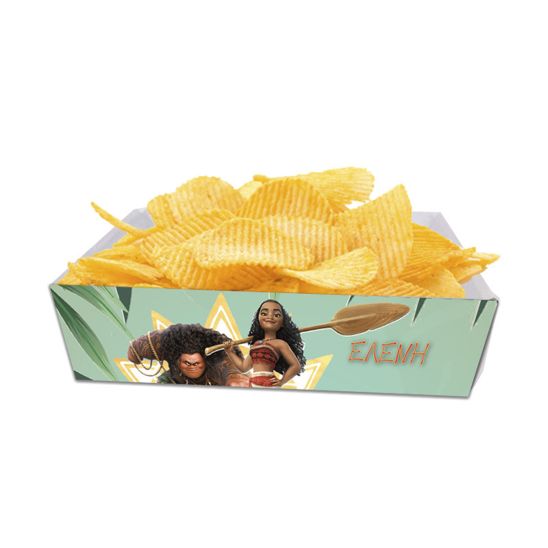 Κουτάκια για πατατάκια Moana με όνομα 8τμχ/ 15cmx10cmx4cm