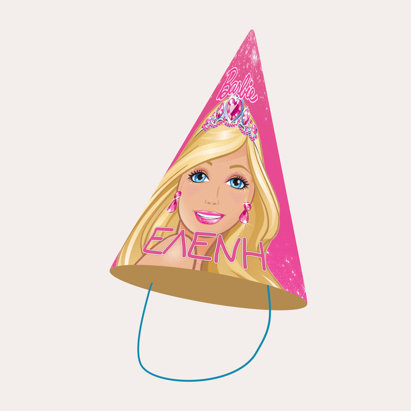 Καπελάκια πάρτυ με όνομα Barbie / 8τμχ