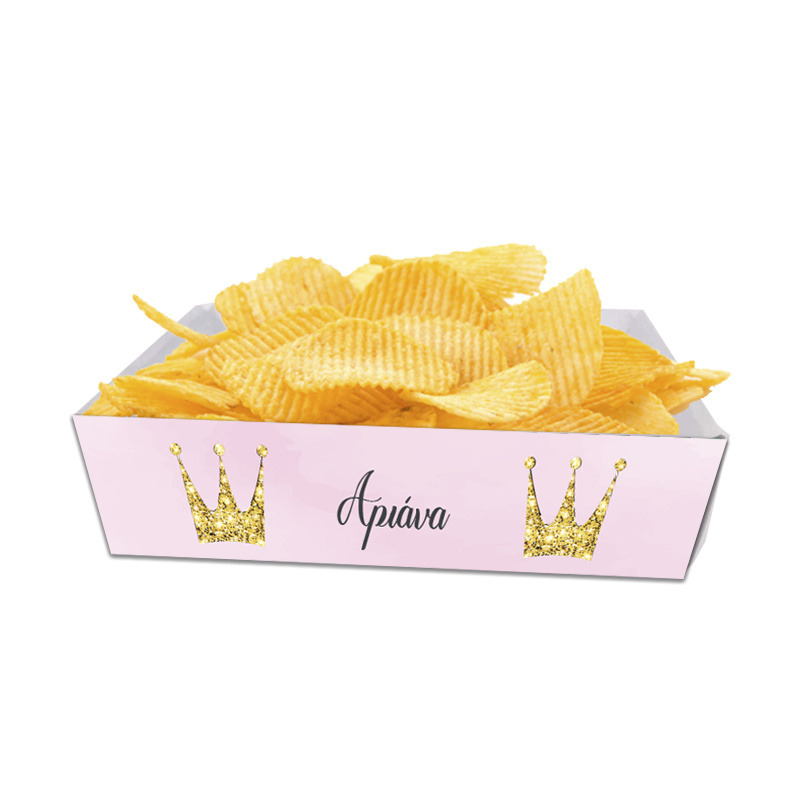 Κουτάκια για πατατάκια Κορώνα με όνομα 8τμχ/ 15cmx10cmx4cm