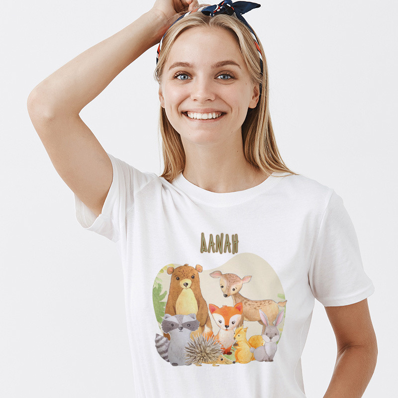 Γυναικείο T-shirt Ζωάκια Δάσους για την Μαμά με όνομα