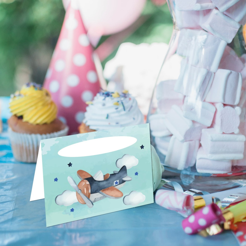 Καρτελάκι Μπουφέ Αεροπλάνο Vintage/ 6τμχ
