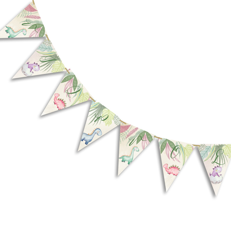 Σημαιάκια με όνομα Baby Dino τρίγωνα