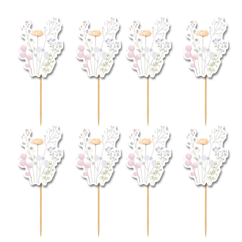 Cupcake toppers Floral Pastel 10cm / 8τμχ