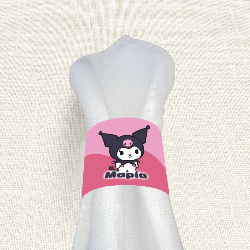 Δαχτυλίδι πετσέτας χάρτινο με όνομα Kuromi