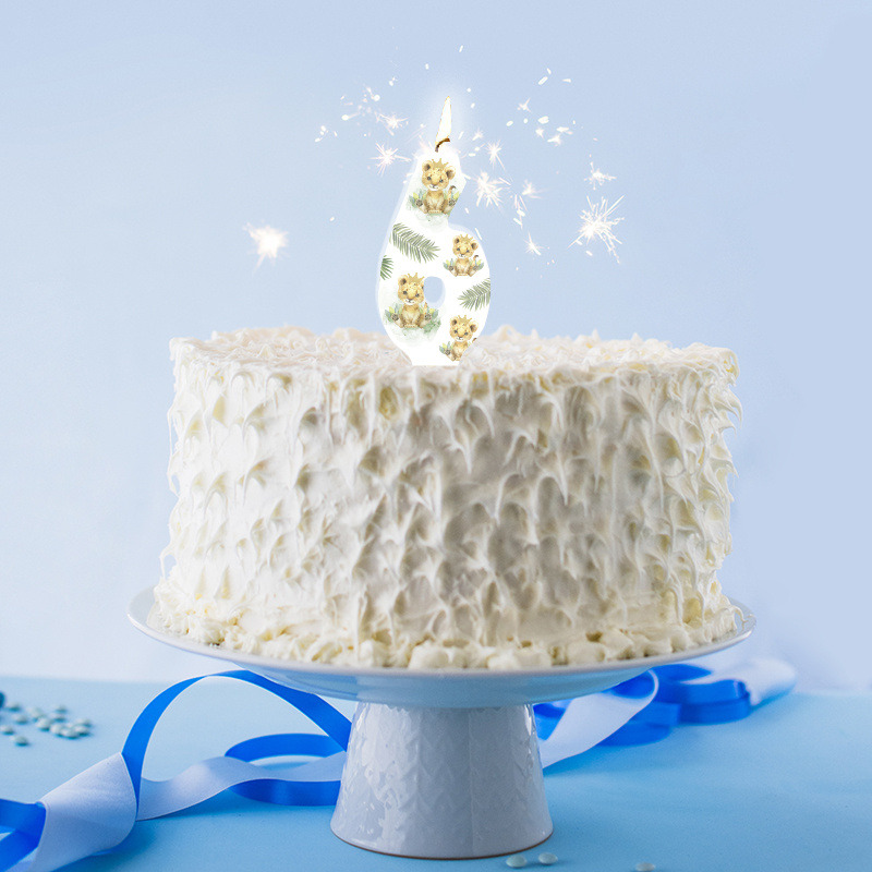 Κερί Νούμερο 6 Τιγράκι με Κορώνα