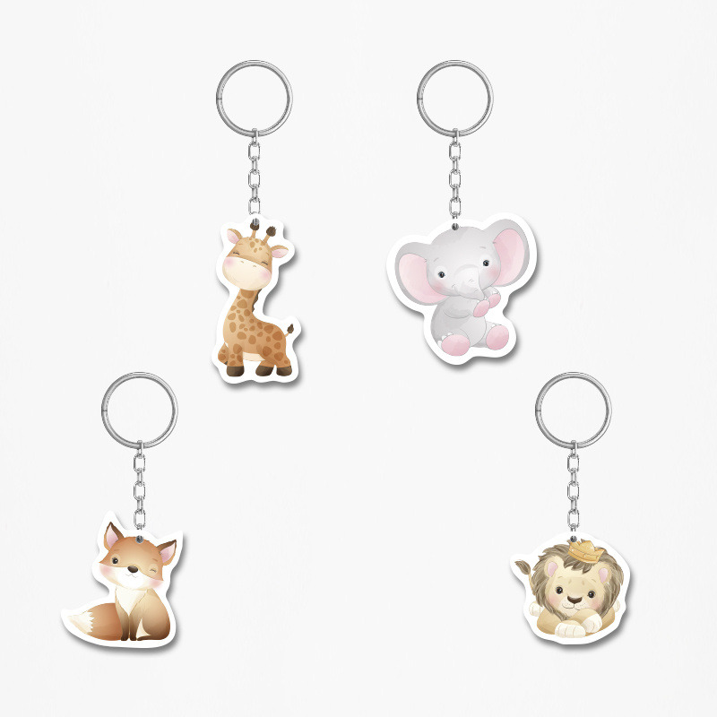 Ξύλινα Μπρελόκ Ζωάκια ζούγκλας 5cm/ 4τμχ