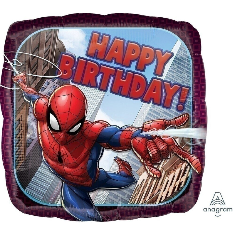 Μπαλόνι Φοιλ 17 Τετράγωνο Happy Birthday SpiderMan / 43εκ