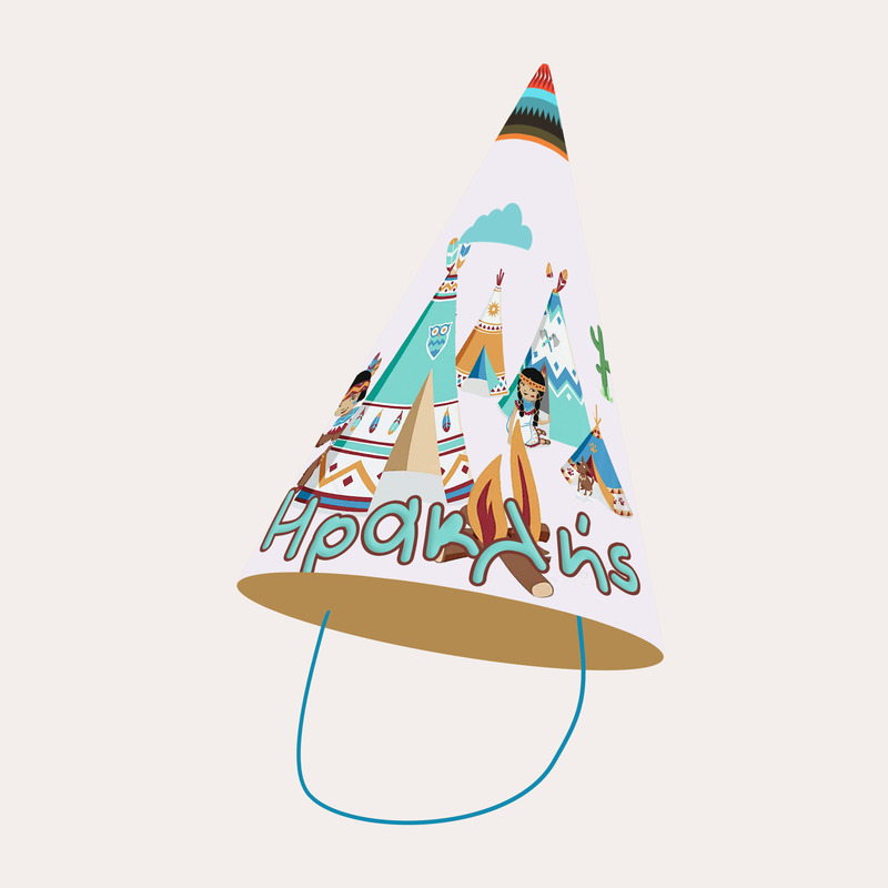 Καπελάκια πάρτυ με όνομα Ινδιάνος / 8τμχ