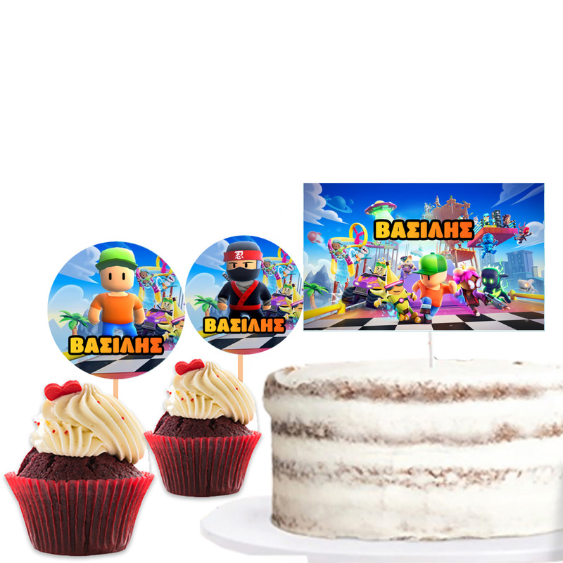 Διακόσμηση τούρτας Stumble Guys & cupcake toppers
