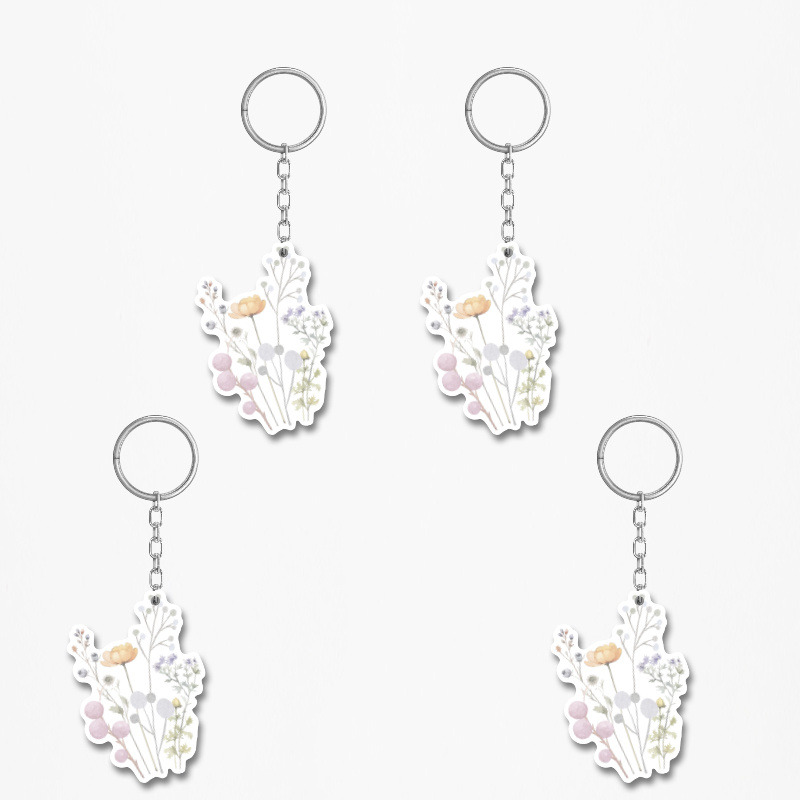 Ξύλινα Μπρελόκ Floral Pastel 5cm/ 4τμχ