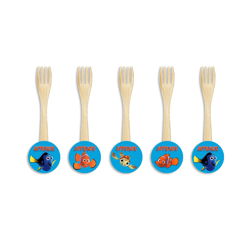 Ξύλινα Πιρουνάκια με όνομα Nemo / 8τμχ