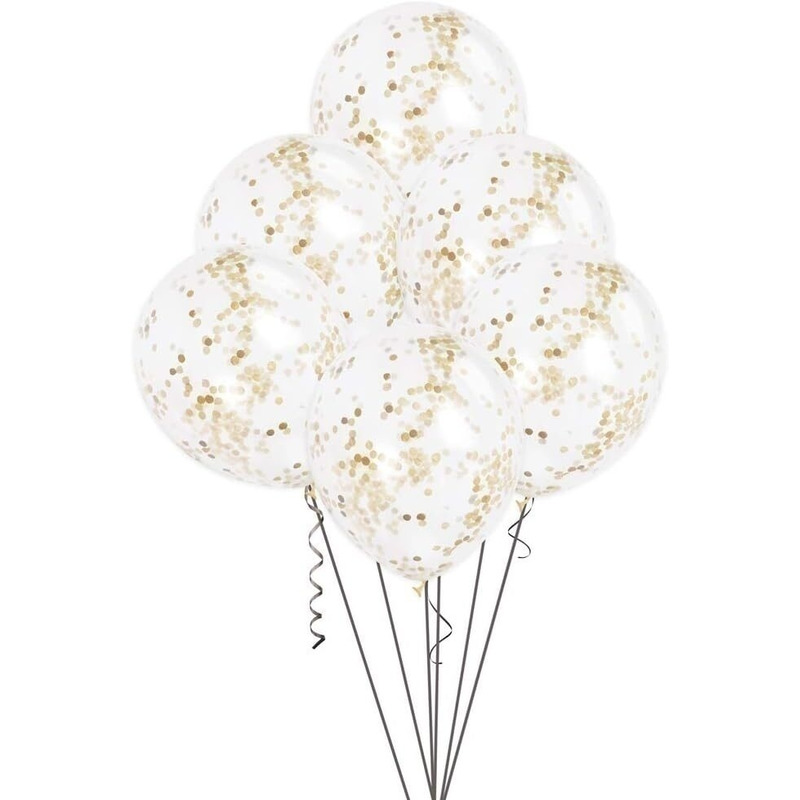 Μπαλόνια Λατέξ 12 Διάφανα με Χρυσό Κομφετί / 6 τεμ