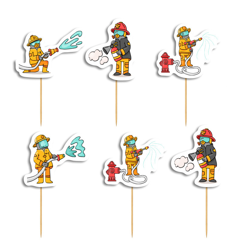 Cupcake toppers Πυροσβεστική 10cm / 8τμχ