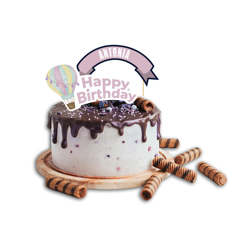 Topper Τούρτας Αερόστατο με όνομα