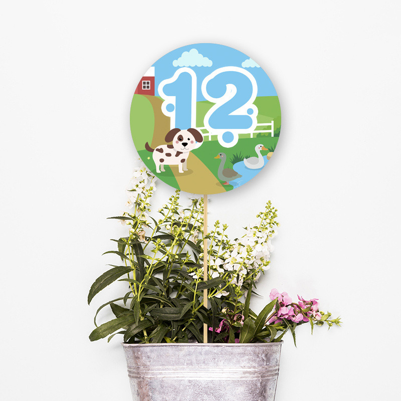 Αρίθμηση τραπεζιού Ζωάκια Φάρμας κύκλος 13cm