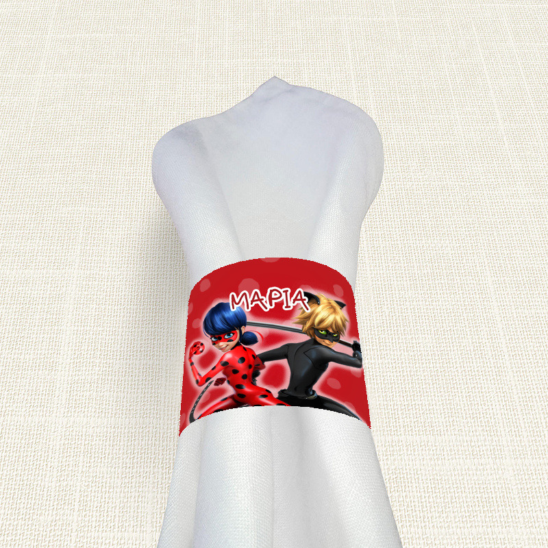 Δαχτυλίδι πετσέτας χάρτινο με όνομα Miraculous LadyBug