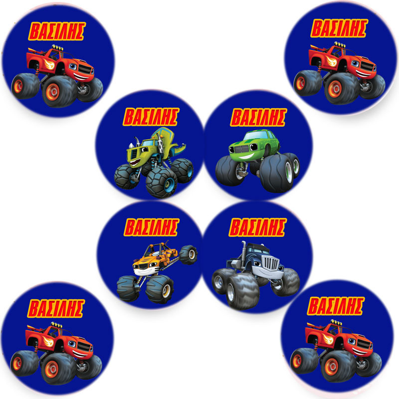 Στρογγυλά αυτοκόλλητα Blaze / 8τμχ
