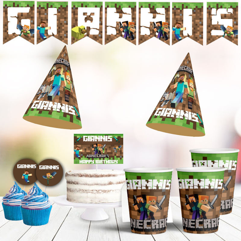Σετ πάρτυ με όνομα Minecraft / 8 ατόμων
