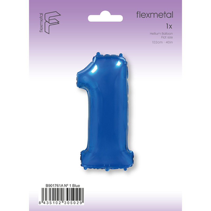 Μπαλόνι Φοιλ Σχήμα Μπλε Νούμερο 1 - Συσκευασμένο