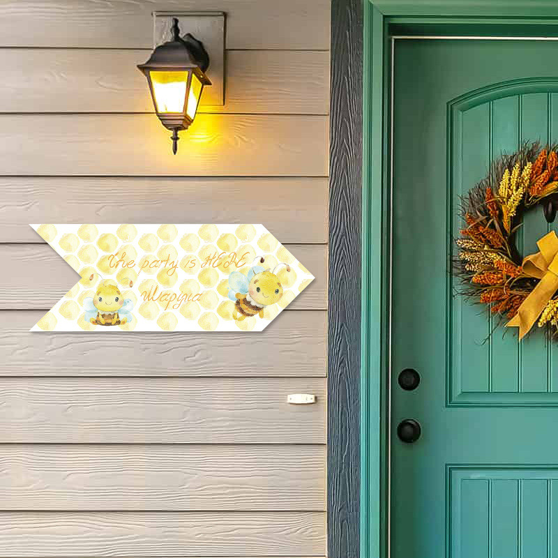 Ξύλινη Πινακίδα Μέλισσα με όνομα βελάκι/40cm*15cm