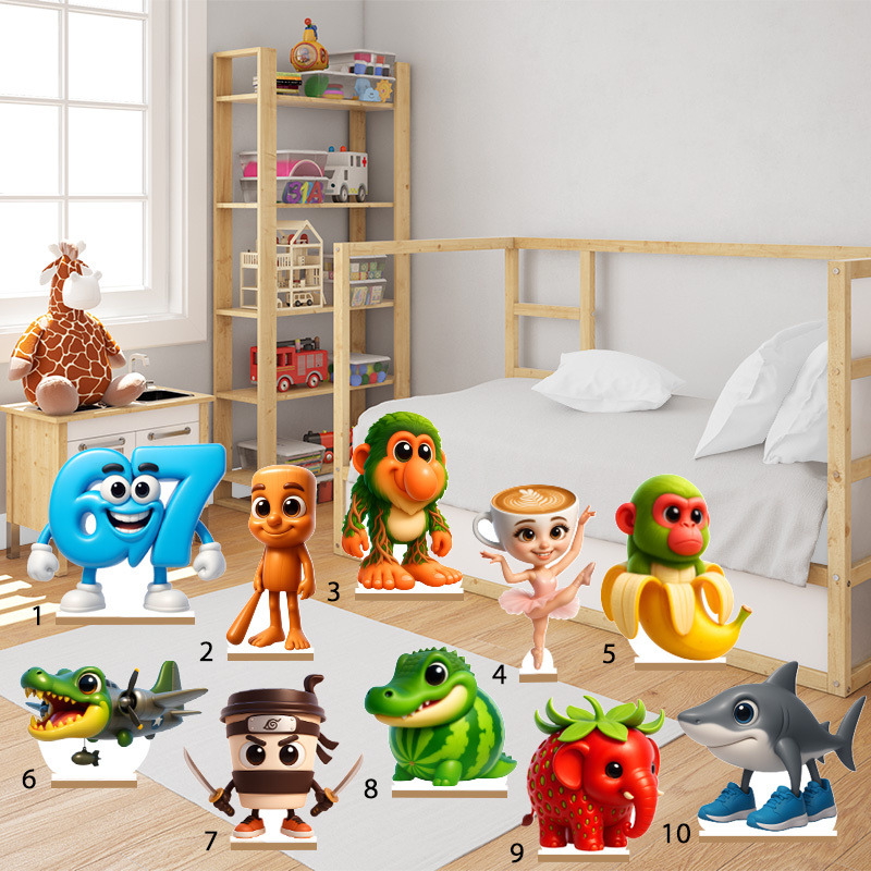 Διακοσμητική φιγούρα 67 & Brainrot 50cm Ξύλινη με βάση/1 τμχ