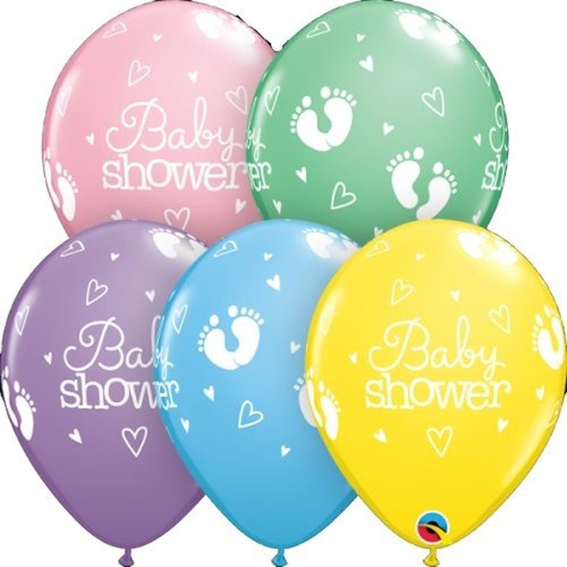 Μπαλόνια Λάτεξ 11 Baby Shower Footprints & Hearts Ast  /25 τεμ