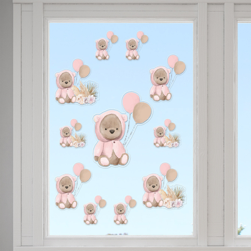 Αυτοκόλλητα τζαμιού Αρκουδάκι για Κορίτσι /10 τμχ