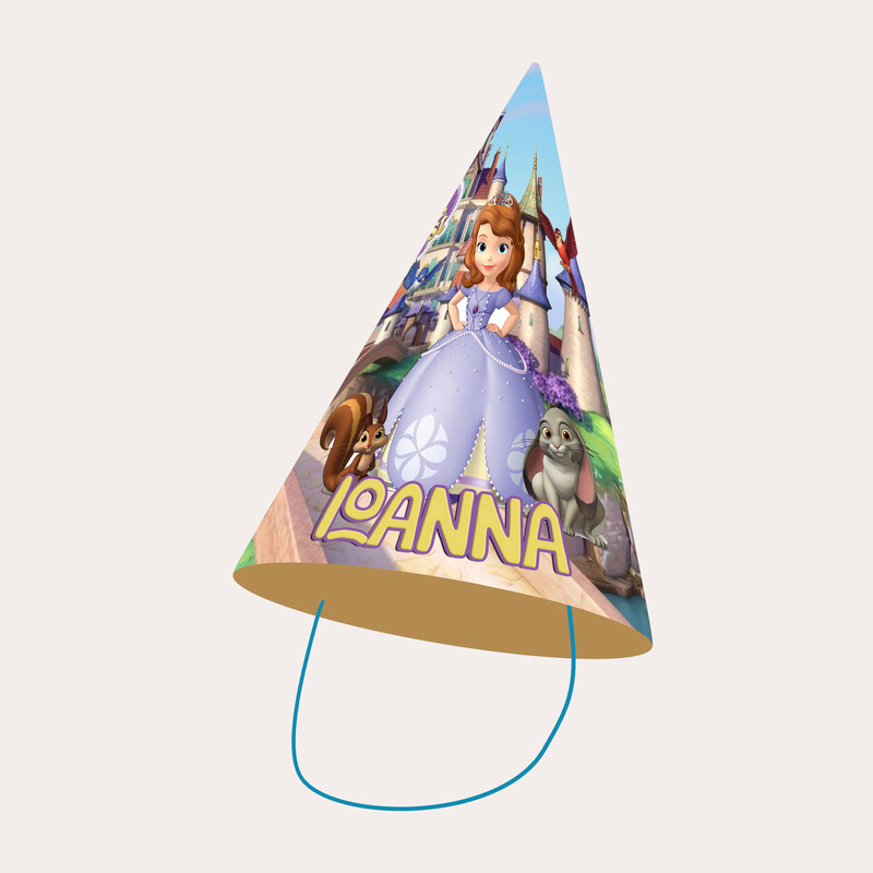 Καπελάκια πάρτυ με όνομα Πριγκίπισσα Σοφία / 8τμχ