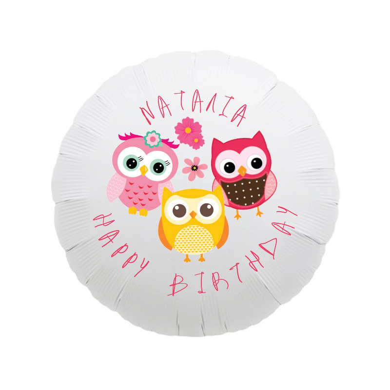 Μπαλόνι Φόιλ Κουκουβάγιες με όνομα κύκλος / 43cm