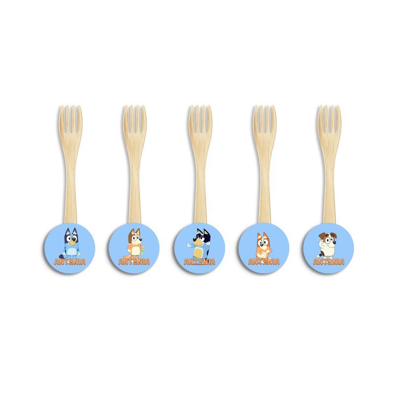 Ξύλινα Πιρουνάκια με όνομα Bluey / 8τμχ