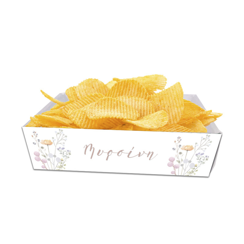 Κουτάκια για πατατάκια Floral Pastel με όνομα 8τμχ/ 15cmx10cmx4cm