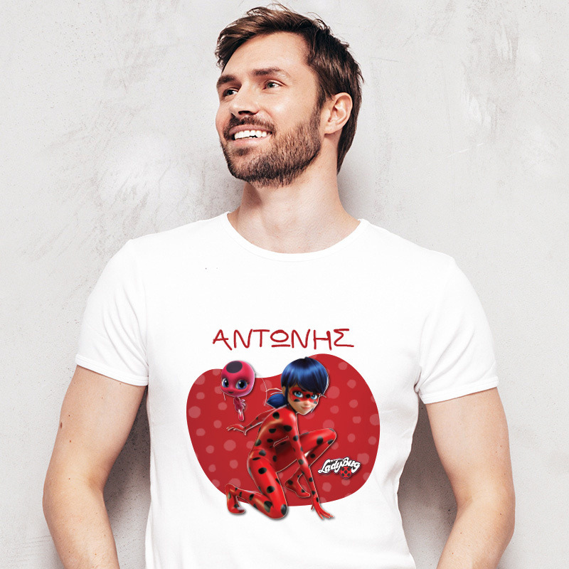 Ανδρικό T-shirt Miraculous Ladybug για τον Μπαμπά με όνομα