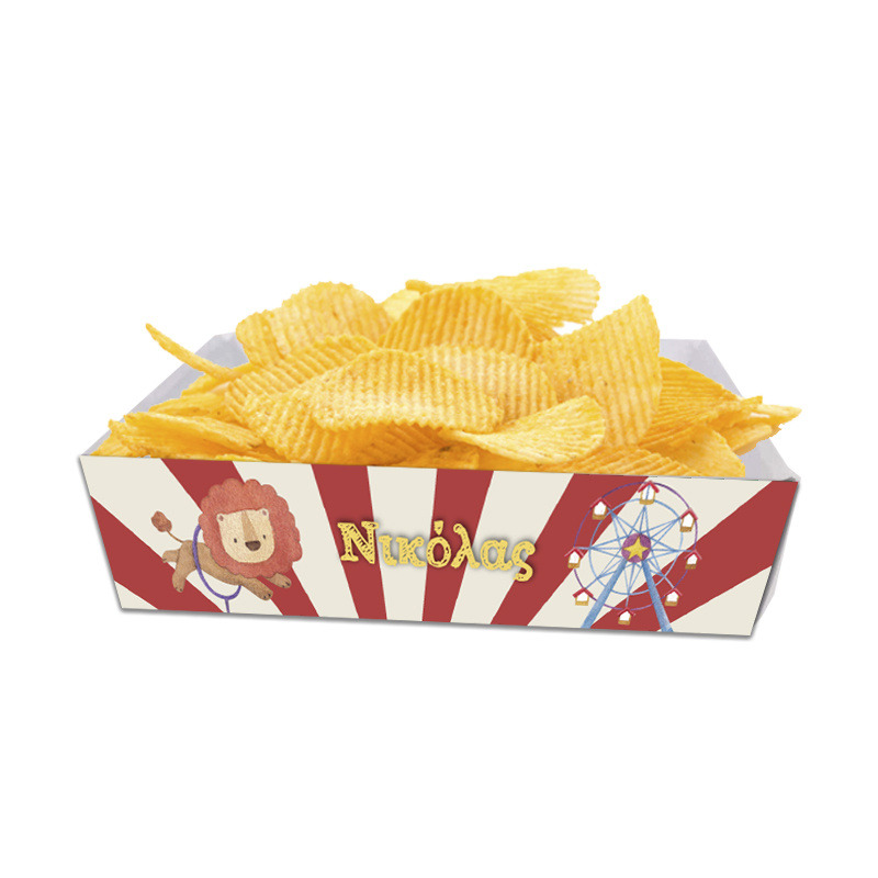 Κουτάκια για πατατάκια Τσίρκο με όνομα 8τμχ/ 15cmx10cmx4cm