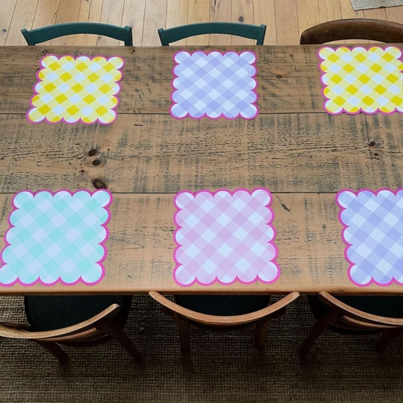 Πολύχρωμα Καρό Χάρτινα Σουπλά / 8 τμχ