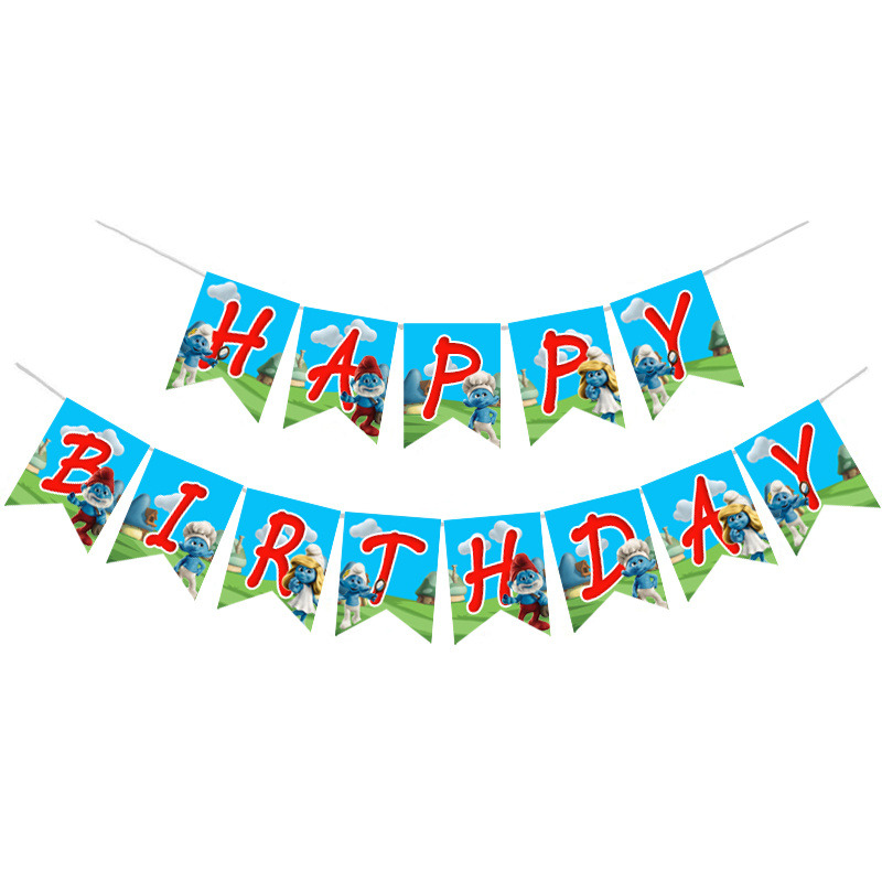 Γιρλάντα Γράμματα Στρουμφάκια Happy Birthday